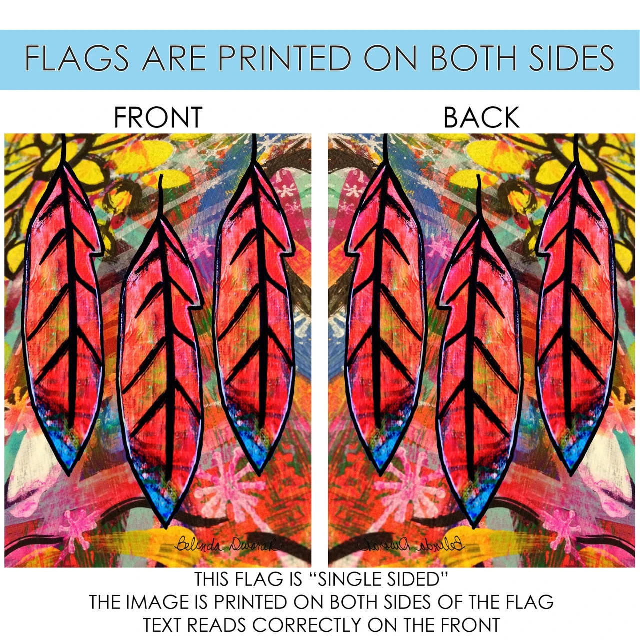 Red And Blue Flashy Feathers Outdoor House Flag 40" X 28" 4 Red And Blue Flashy Feathers Outdoor House Flag 40" X 28" - Image 4