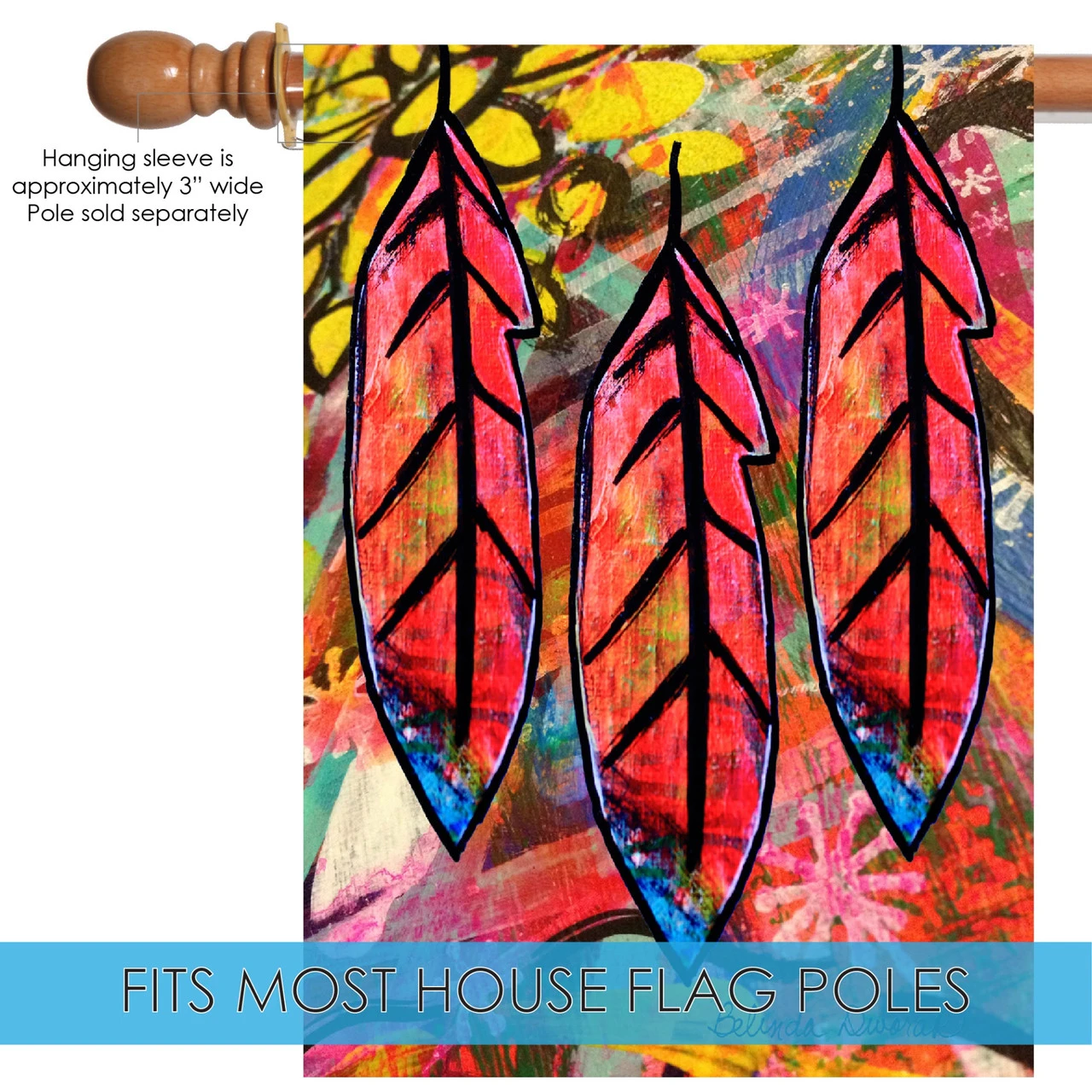 Red And Blue Flashy Feathers Outdoor House Flag 40" X 28" 5 Red And Blue Flashy Feathers Outdoor House Flag 40" X 28" - Image 5