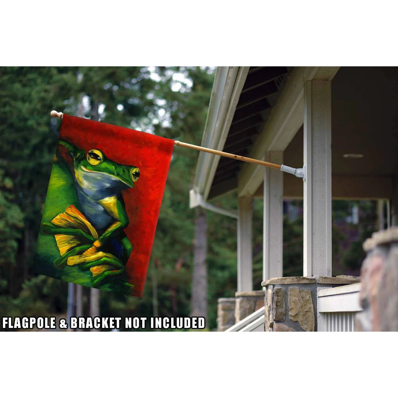 Red And Green Tranquil Tree Frog Outdoor House Flag 40" X 28" 2 Red And Green Tranquil Tree Frog Outdoor House Flag 40" X 28" - Image 2