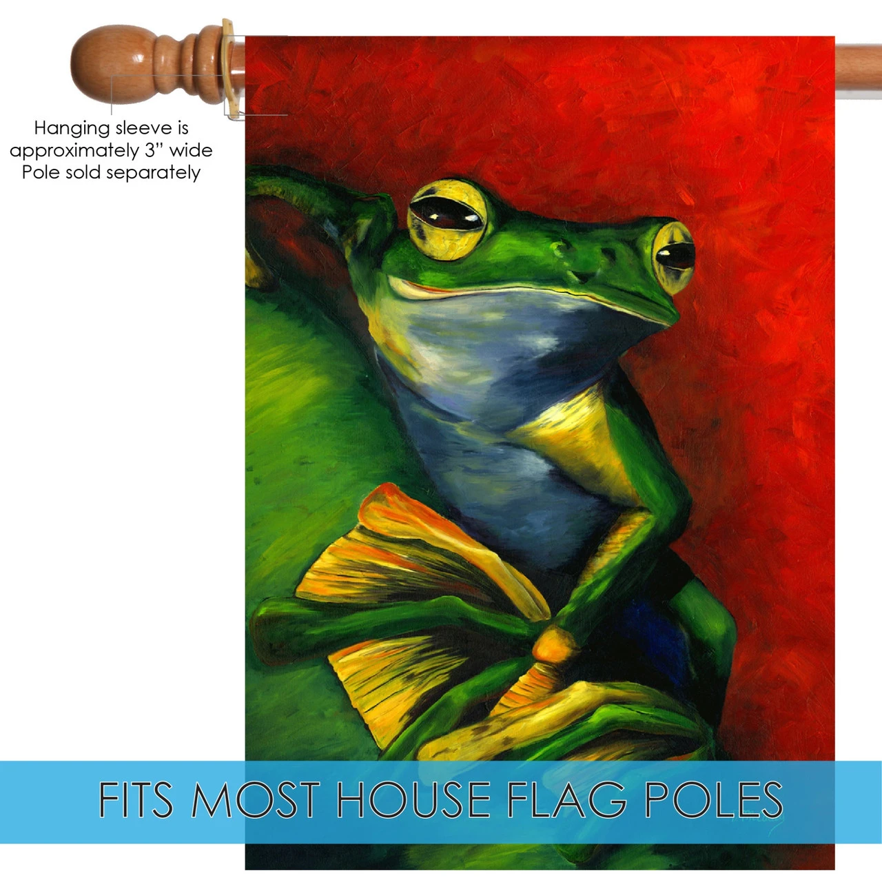Red And Green Tranquil Tree Frog Outdoor House Flag 40" X 28" 5 Red And Green Tranquil Tree Frog Outdoor House Flag 40" X 28" - Image 5
