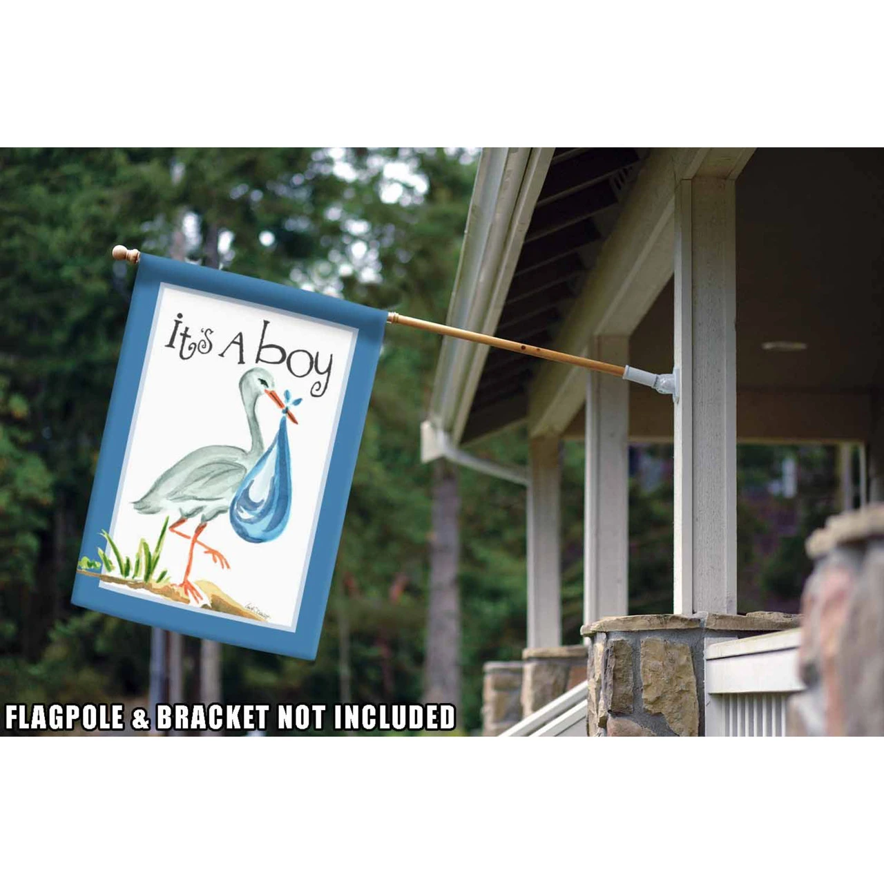 Blue And White "It's A Boy" Stork Outdoor House Flag 40" X 28" 2 Blue And White "It's A Boy" Stork Outdoor House Flag 40" X 28" - Image 2