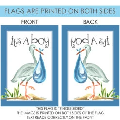 Blue And White "It's A Boy" Stork Outdoor House Flag 40" X 28" 8 Blue And White "It's A Boy" Stork Outdoor House Flag 40" X 28" -PatioVibe Shop dtol 1010214 4 09857.1683197010