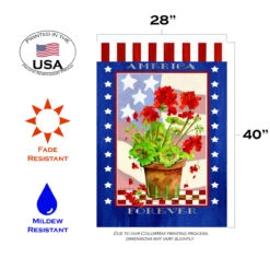 Patriotic Geranium "America Forever" Outdoor House Flag 40" X 28" 7 Patriotic Geranium "America Forever" Outdoor House Flag 40" X 28" -PatioVibe Shop dtol 1010216 3 92450.1683197001
