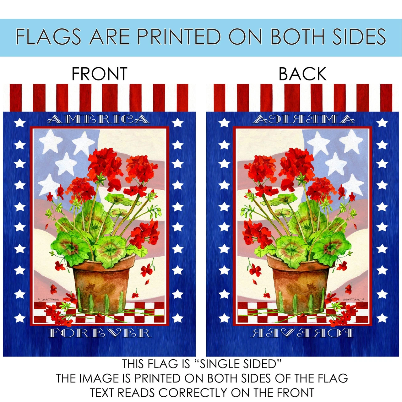 Patriotic Geranium "America Forever" Outdoor House Flag 40" X 28" 4 Patriotic Geranium "America Forever" Outdoor House Flag 40" X 28" - Image 4
