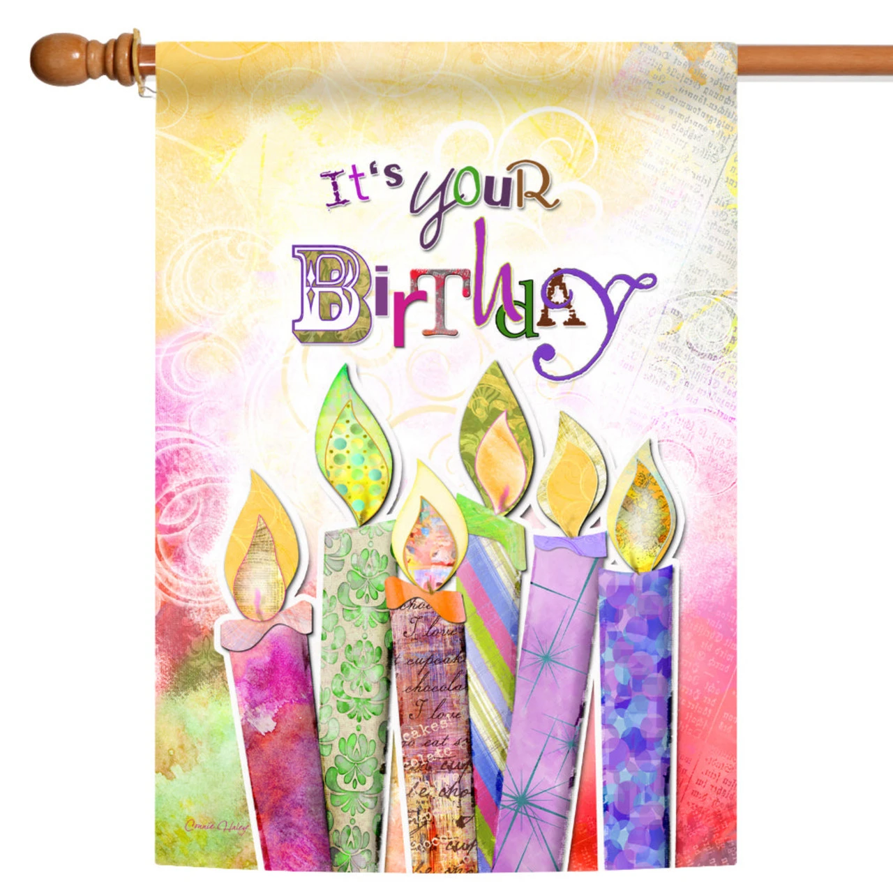 Vibrantly Colored Birthday Candles Outdoor House Flag 40" X 28" 1 Vibrantly Colored Birthday Candles Outdoor House Flag 40" X 28"