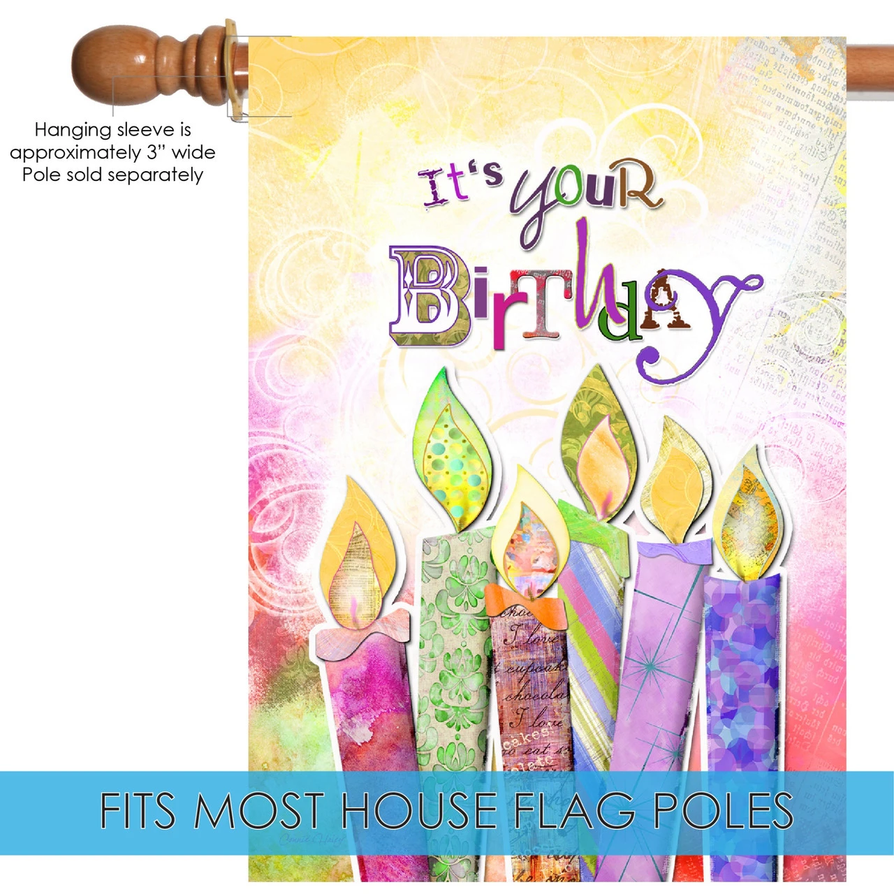 Vibrantly Colored Birthday Candles Outdoor House Flag 40" X 28" 5 Vibrantly Colored Birthday Candles Outdoor House Flag 40" X 28" - Image 5