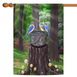 Birds On A Bucket Rectangular Outdoor House Flag 40" X 28"