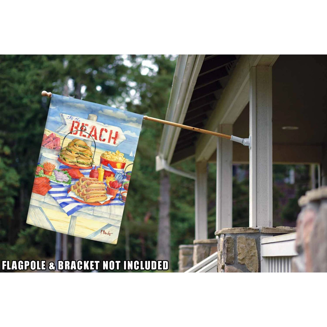 Blue And Beige Beach Barbeque Outdoor House Flag 28" X 40" 2 Blue And Beige Beach Barbeque Outdoor House Flag 28" X 40" - Image 2