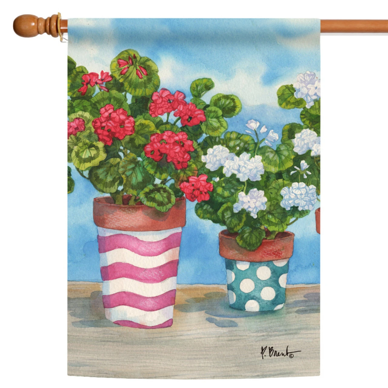 Blue And Green Colorful Geraniums Outdoor House Flag 28" X 40" 1 Blue And Green Colorful Geraniums Outdoor House Flag 28" X 40"