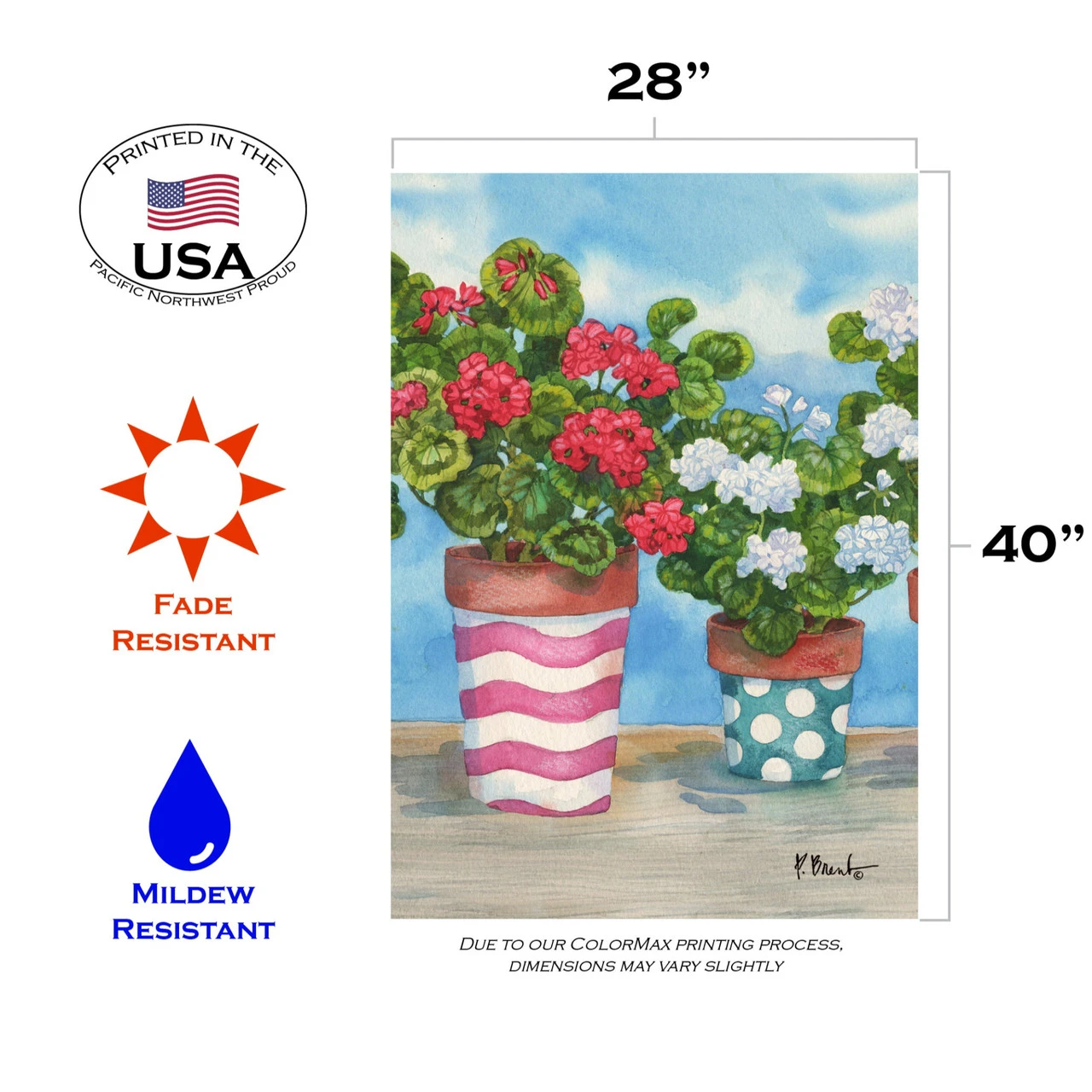 Blue And Green Colorful Geraniums Outdoor House Flag 28" X 40" 3 Blue And Green Colorful Geraniums Outdoor House Flag 28" X 40" - Image 3