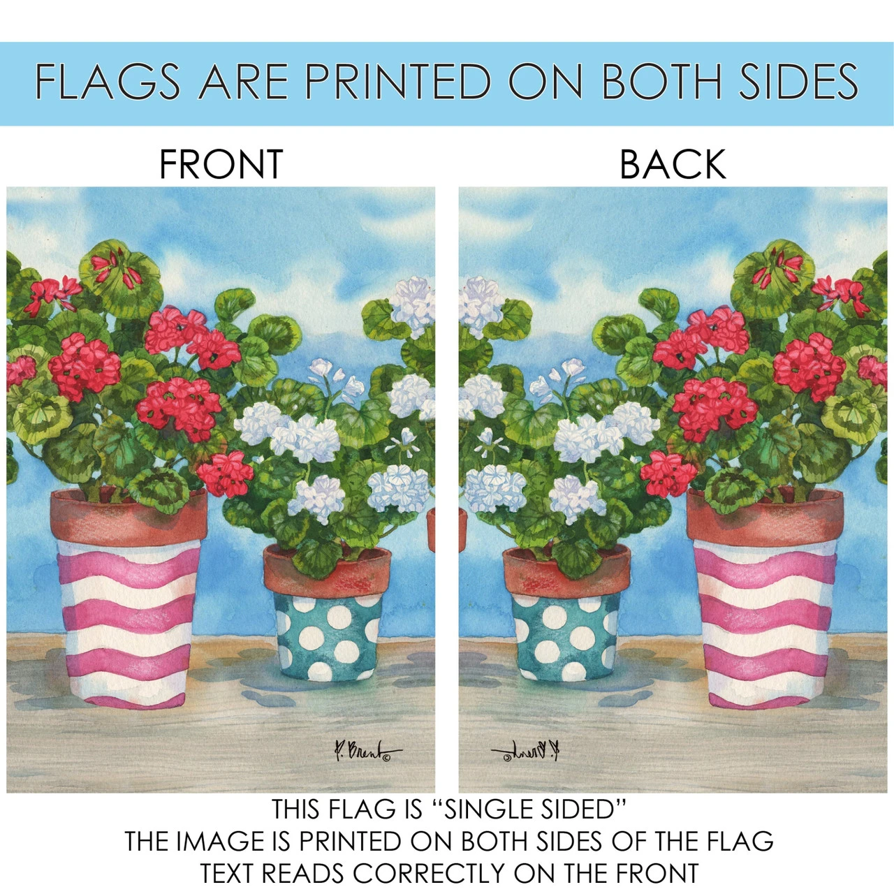 Blue And Green Colorful Geraniums Outdoor House Flag 28" X 40" 4 Blue And Green Colorful Geraniums Outdoor House Flag 28" X 40" - Image 4