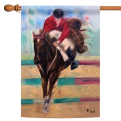 Brown And Red Equestrian Outdoor House Flag 28" X 40"