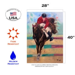 Brown And Red Equestrian Outdoor House Flag 28" X 40" -PatioVibe Shop dtol 1010265 3 41469.1683254220