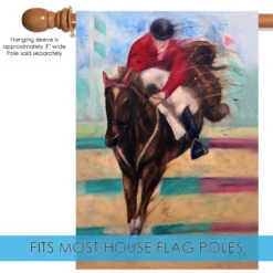 Brown And Red Equestrian Outdoor House Flag 28" X 40" -PatioVibe Shop dtol 1010265 5 70915.1683254221