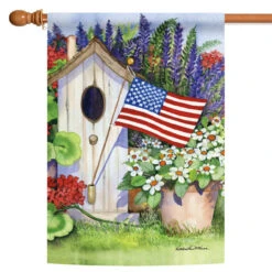 Patriotic Flag Flying Birdhouse Outdoor House Flag 40" X 28"