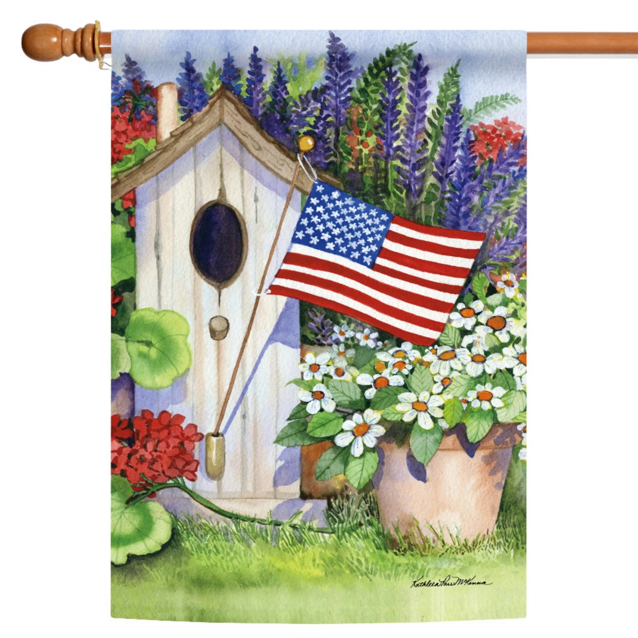 Patriotic Flag Flying Birdhouse Outdoor House Flag 40" X 28" 1 Patriotic Flag Flying Birdhouse Outdoor House Flag 40" X 28"