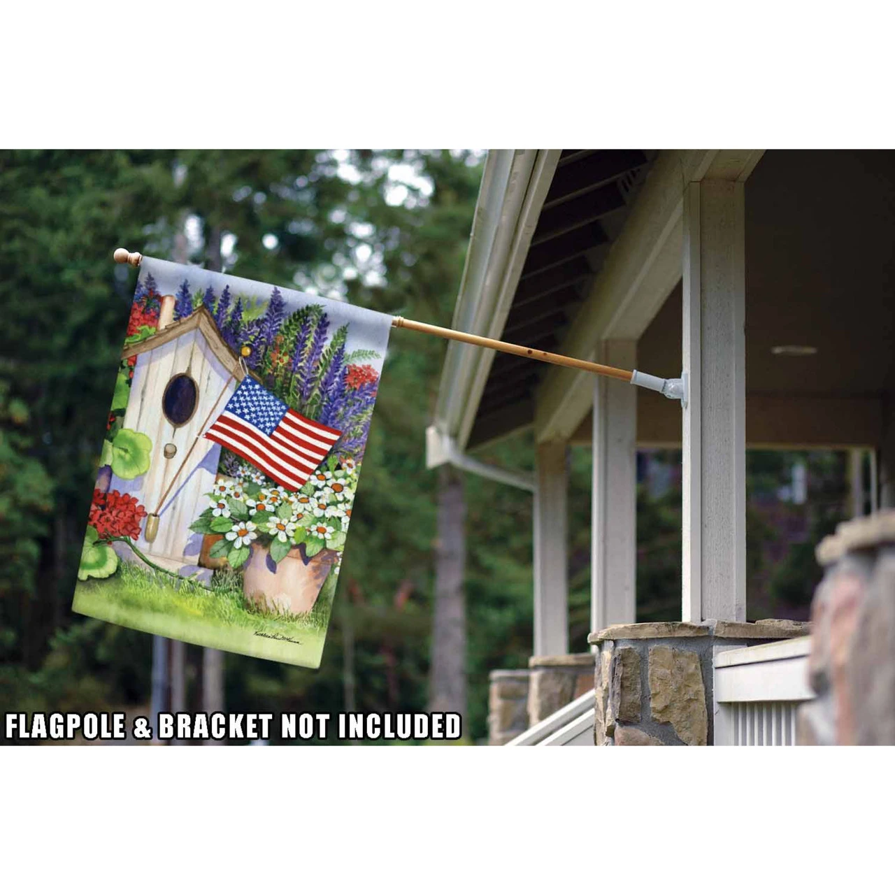 Patriotic Flag Flying Birdhouse Outdoor House Flag 40" X 28" 2 Patriotic Flag Flying Birdhouse Outdoor House Flag 40" X 28" - Image 2