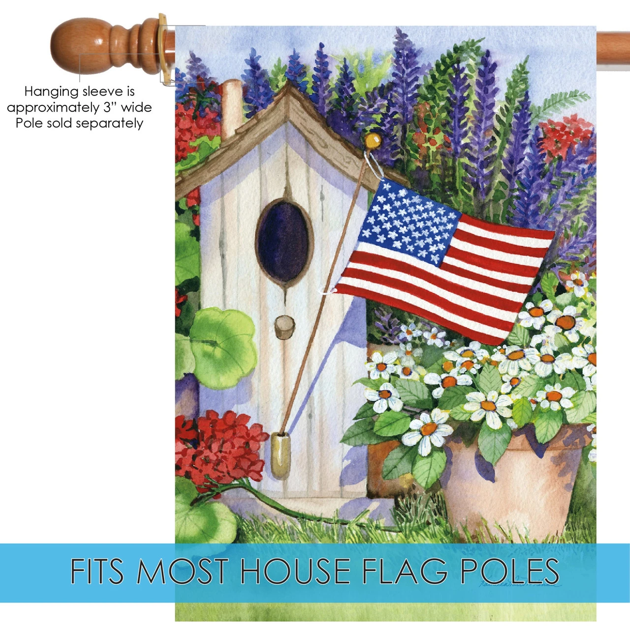 Patriotic Flag Flying Birdhouse Outdoor House Flag 40" X 28" 5 Patriotic Flag Flying Birdhouse Outdoor House Flag 40" X 28" - Image 5