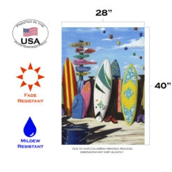 Blue And White Surf Central Outdoor House Flag 40" X 28" -PatioVibe Shop dtol 1010281 3 38904.1683283464