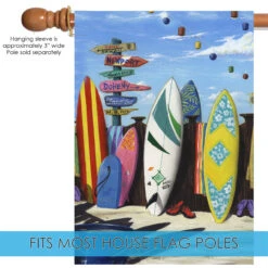 Blue And White Surf Central Outdoor House Flag 40" X 28" -PatioVibe Shop dtol 1010281 5 78524.1683283465