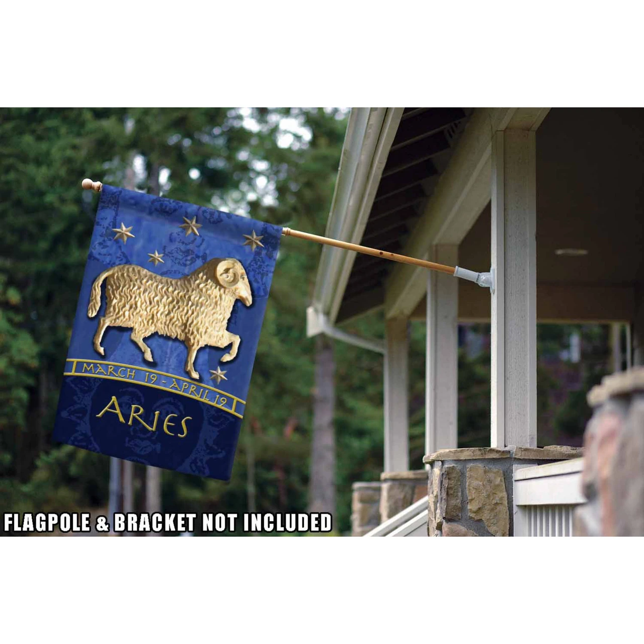 Blue And Gold Aries Zodiac Outdoor House Flag 40" X 28" 2 Blue And Gold Aries Zodiac Outdoor House Flag 40" X 28" - Image 2