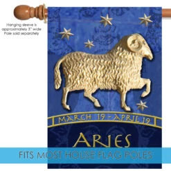 Blue And Gold Aries Zodiac Outdoor House Flag 40" X 28" 9 Blue And Gold Aries Zodiac Outdoor House Flag 40" X 28" -PatioVibe Shop dtol 1010291 5 69840.1683298032