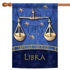 Blue And Gold Libra Zodiac Outdoor House Flag 40" X 28"