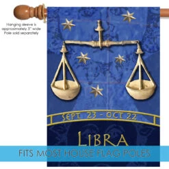 Blue And Gold Libra Zodiac Outdoor House Flag 40" X 28" -PatioVibe Shop dtol 1010297 5 43045.1683298023
