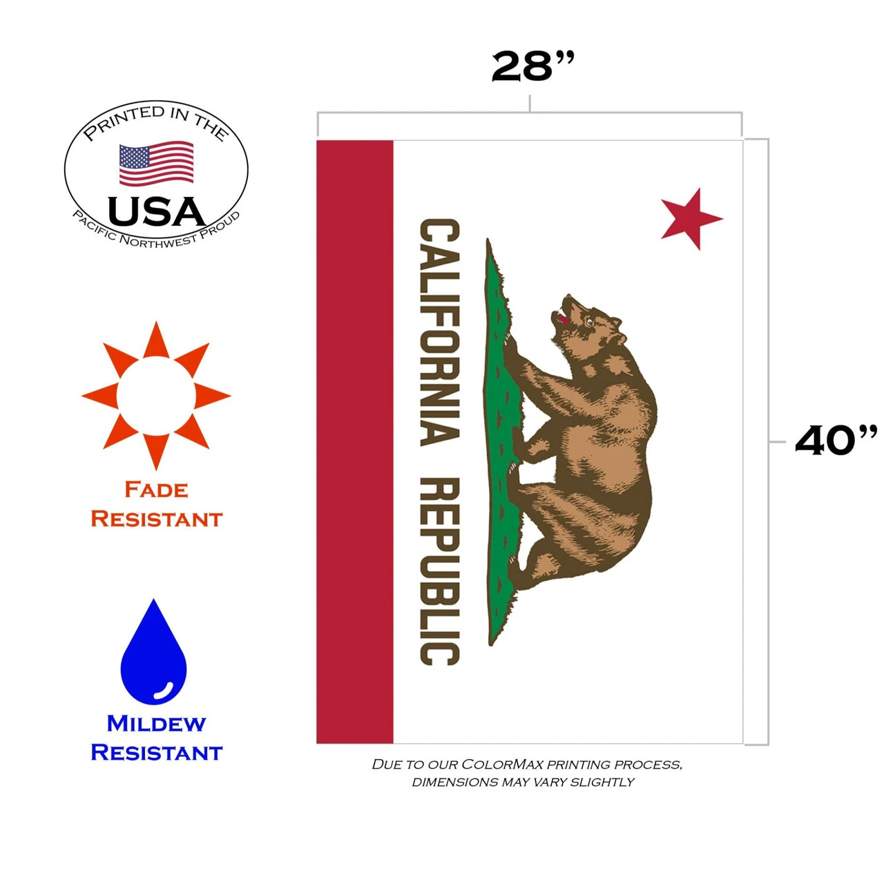 White And Red California State Outdoor House Flag 40" X 28" 3 White And Red California State Outdoor House Flag 40" X 28" - Image 3