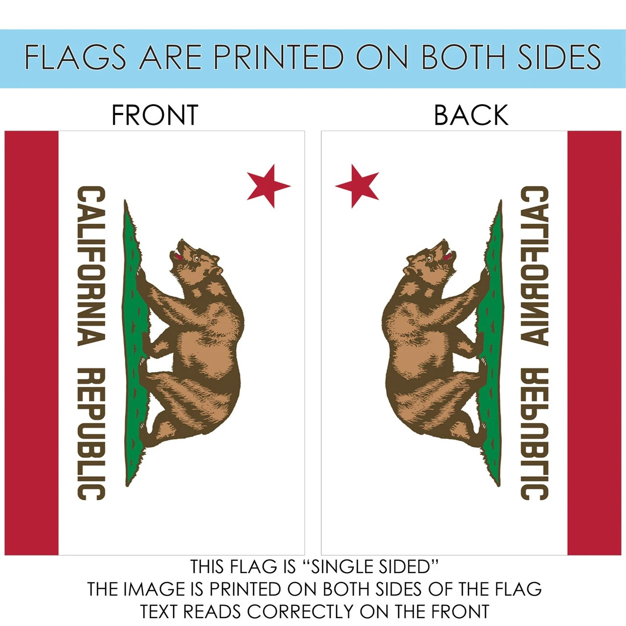 White And Red California State Outdoor House Flag 40" X 28" 4 White And Red California State Outdoor House Flag 40" X 28" - Image 4