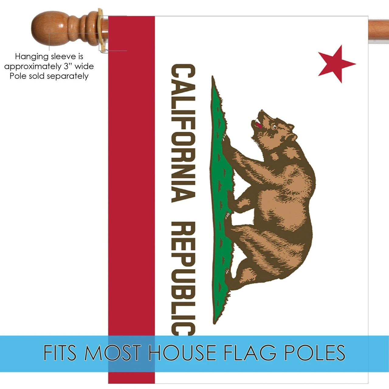 White And Red California State Outdoor House Flag 40" X 28" 5 White And Red California State Outdoor House Flag 40" X 28" - Image 5