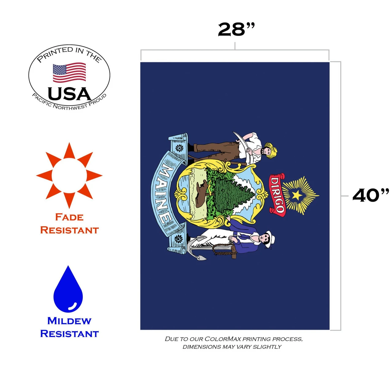 Blue And Green Maine State Outdoor House Flag 40" X 28" 3 Blue And Green Maine State Outdoor House Flag 40" X 28" - Image 3