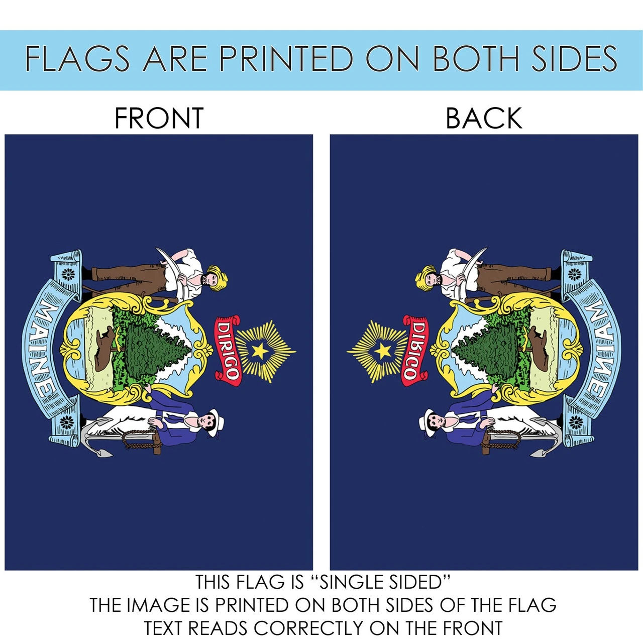 Blue And Green Maine State Outdoor House Flag 40" X 28" 4 Blue And Green Maine State Outdoor House Flag 40" X 28" - Image 4