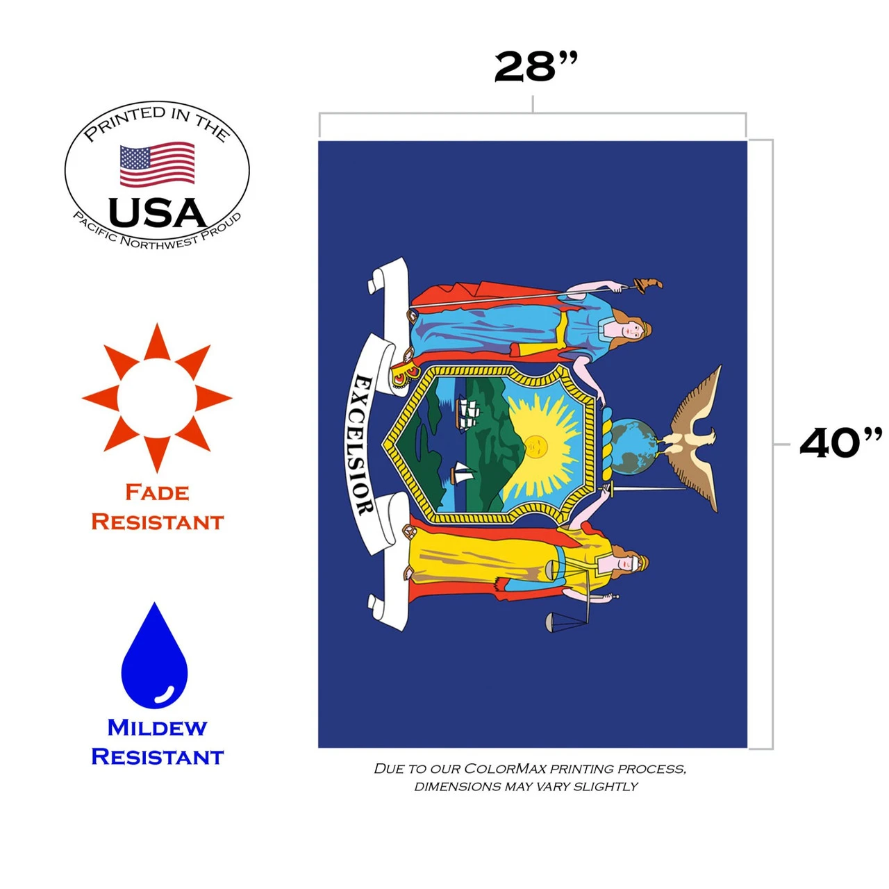 Blue And Yellow New York State Outdoor House Flag 40" X 28" 3 Blue And Yellow New York State Outdoor House Flag 40" X 28" - Image 3