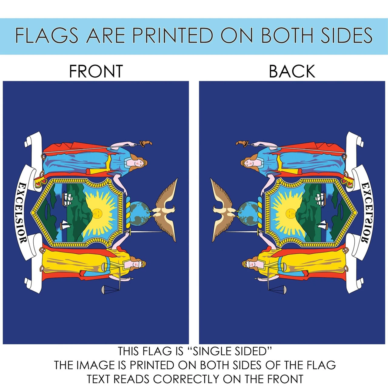 Blue And Yellow New York State Outdoor House Flag 40" X 28" 4 Blue And Yellow New York State Outdoor House Flag 40" X 28" - Image 4