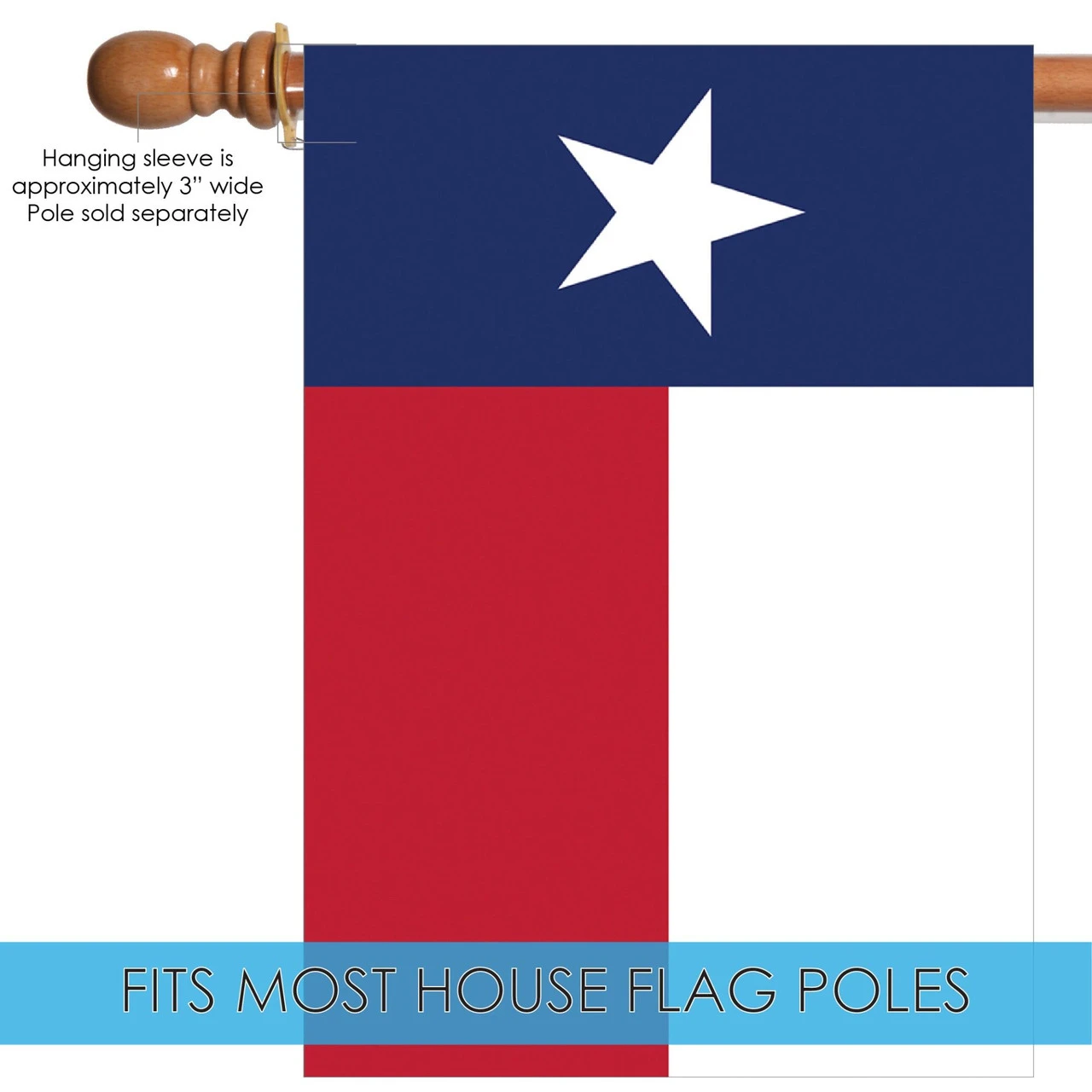 Red And White Texas State Outdoor House Flag 40" X 28" 5 Red And White Texas State Outdoor House Flag 40" X 28" - Image 5
