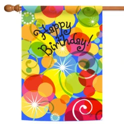 Happy Birthday Bubbles Outdoor House Flag 40" X 28"