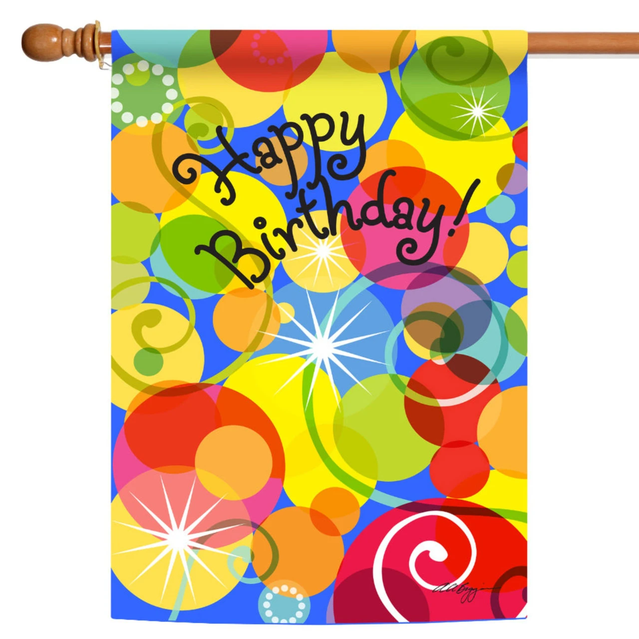 Happy Birthday Bubbles Outdoor House Flag 40" X 28" 1 Happy Birthday Bubbles Outdoor House Flag 40" X 28"