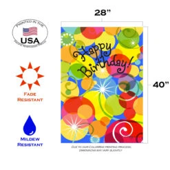 Happy Birthday Bubbles Outdoor House Flag 40" X 28" 7 Happy Birthday Bubbles Outdoor House Flag 40" X 28" -PatioVibe Shop dtol 1010361 3 75711.1683602225