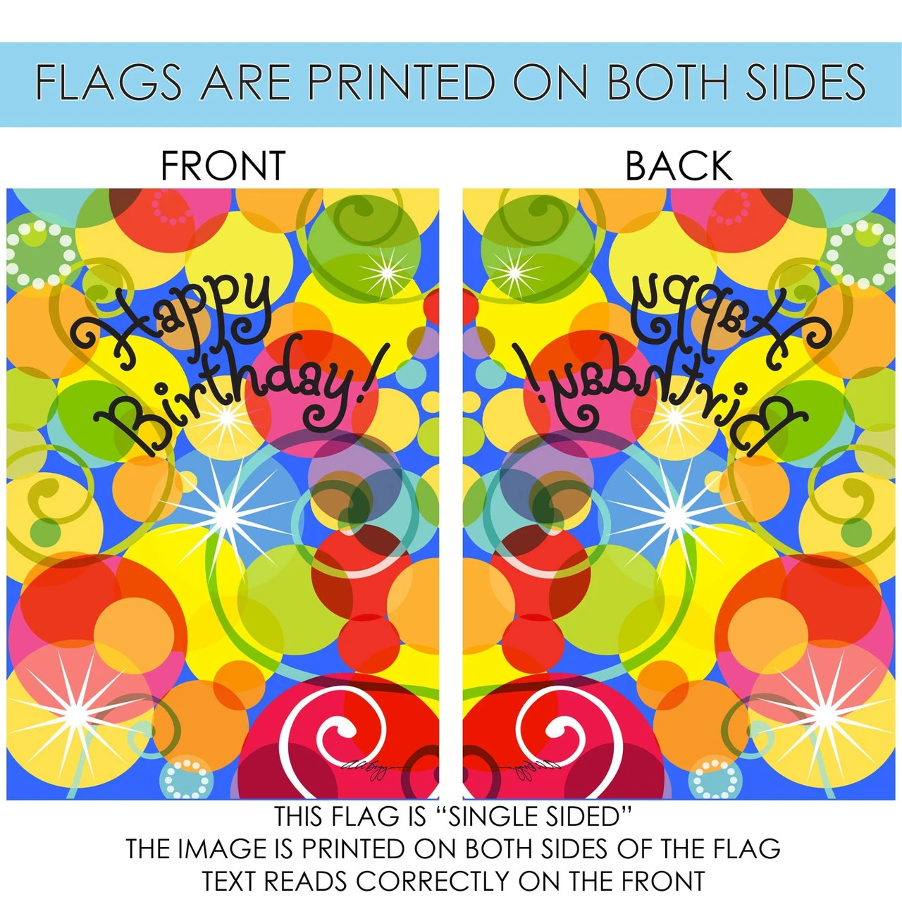 Happy Birthday Bubbles Outdoor House Flag 40" X 28" 4 Happy Birthday Bubbles Outdoor House Flag 40" X 28" - Image 4