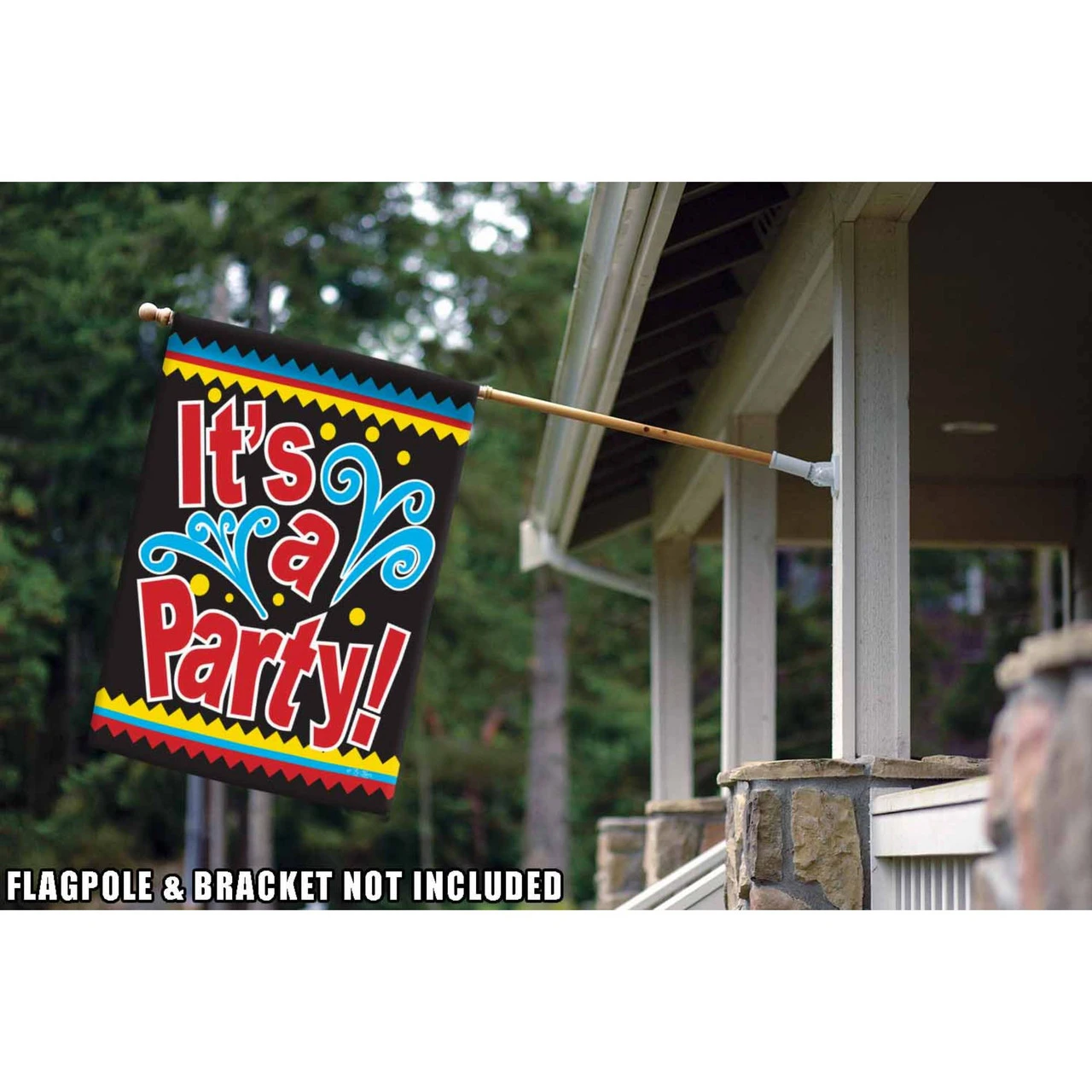 Red And Black It's A Party Outdoor House Flag 40" X 28" 2 Red And Black It's A Party Outdoor House Flag 40" X 28" - Image 2