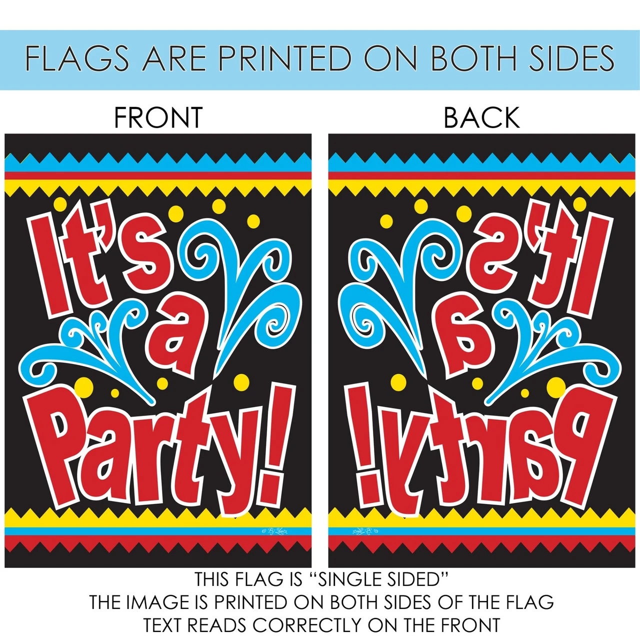 Red And Black It's A Party Outdoor House Flag 40" X 28" 4 Red And Black It's A Party Outdoor House Flag 40" X 28" - Image 4