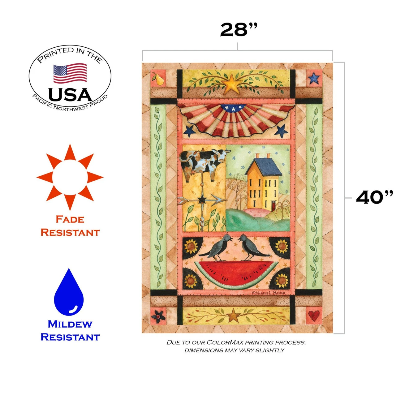 Orange And Green Country Americana Outdoor House Flag 40" X 28" 3 Orange And Green Country Americana Outdoor House Flag 40" X 28" - Image 3