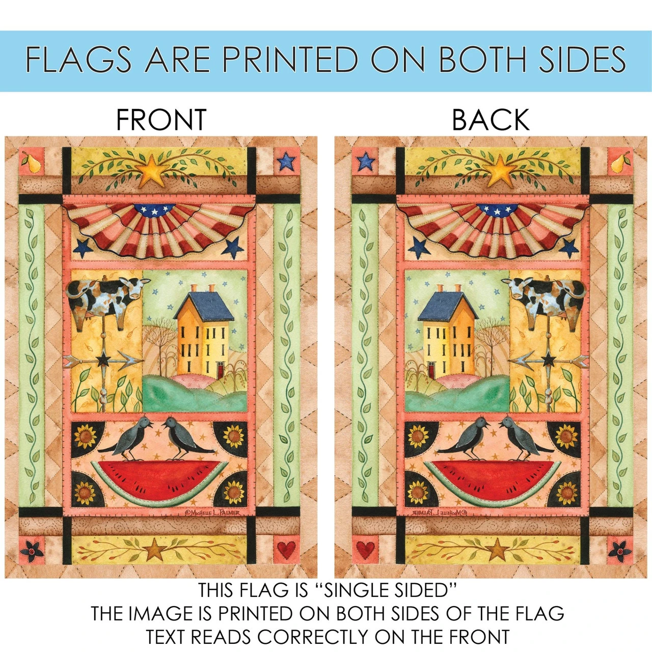 Orange And Green Country Americana Outdoor House Flag 40" X 28" 4 Orange And Green Country Americana Outdoor House Flag 40" X 28" - Image 4