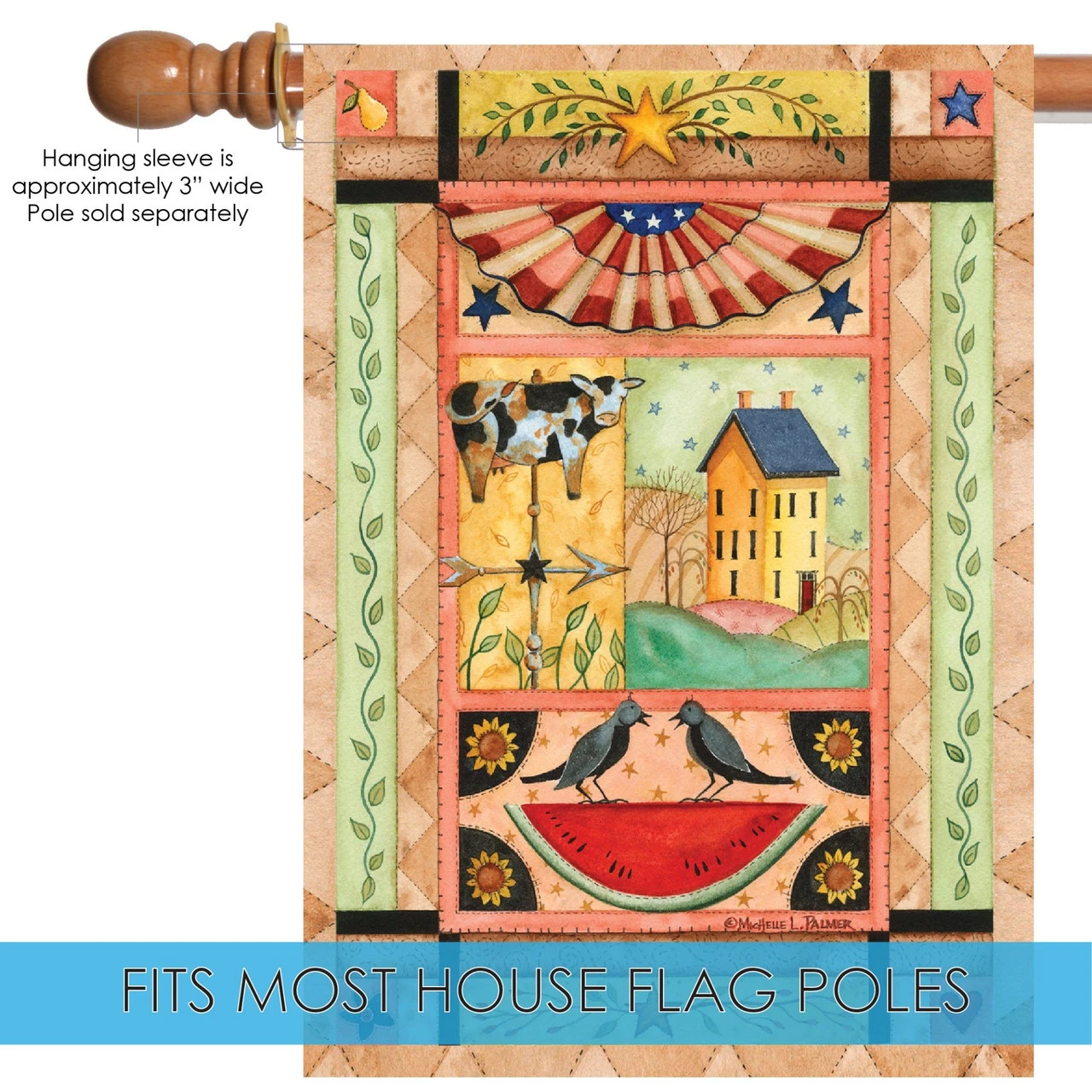 Orange And Green Country Americana Outdoor House Flag 40" X 28" 5 Orange And Green Country Americana Outdoor House Flag 40" X 28" - Image 5