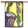 White And Brown Cup Cake Party Outdoor House Flag 40" X 28"