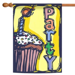 White And Brown Cup Cake Party Outdoor House Flag 40" X 28"
