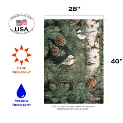 Green And White Pinecone Chickadees Outdoor House Flag 40" X 28" 7 Green And White Pinecone Chickadees Outdoor House Flag 40" X 28" -PatioVibe Shop dtol 1010429 3 80810.1683660647