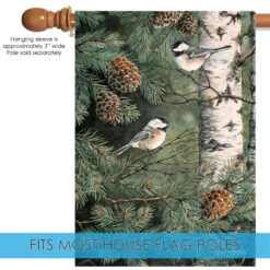 Green And White Pinecone Chickadees Outdoor House Flag 40" X 28" 9 Green And White Pinecone Chickadees Outdoor House Flag 40" X 28" -PatioVibe Shop dtol 1010429 5 64868.1683660648