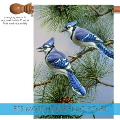 Green And Blue Jay Duet Outdoor House Flag 40" X 28" 9 Green And Blue Jay Duet Outdoor House Flag 40" X 28" -PatioVibe Shop dtol 1010433 5 55178.1683660639